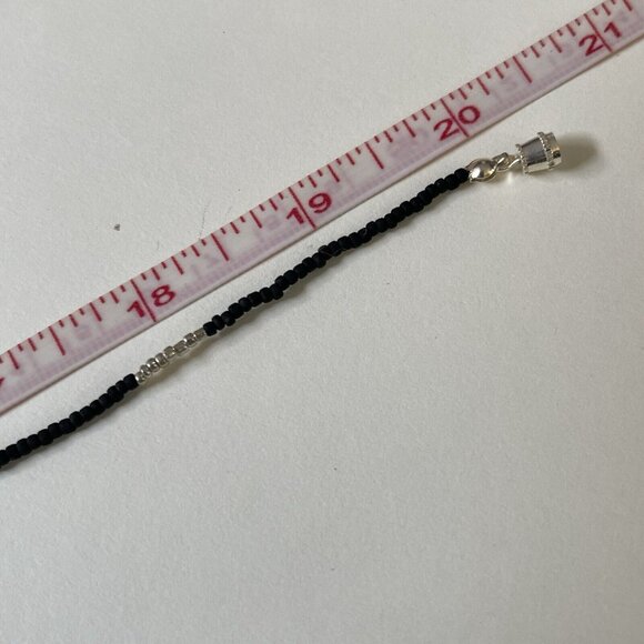 Handmade Necklace Silver Tone Sea Horse Black Bead Dainty Nautical Beach Womens - Picture 4 of 4